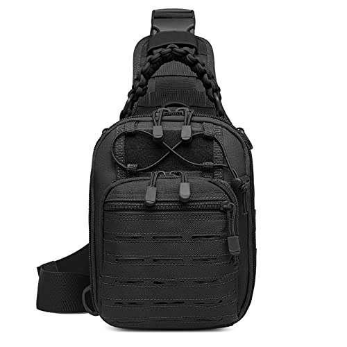 HUNTVP Bandolera Riñonera Hombre Mochila Táctical Militar para Correr Senderismo Ciclismo Camping Caza, Tipo-3 Negro