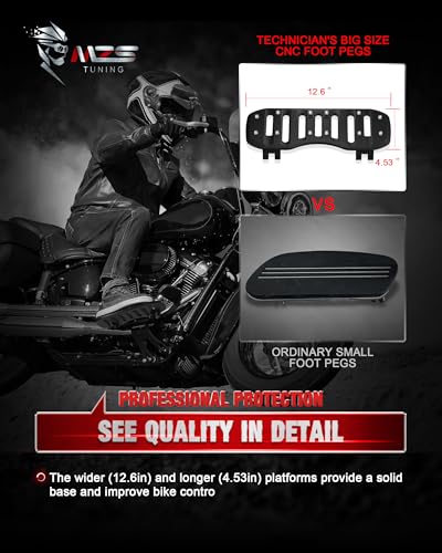 Image of MZS Motorcycle Wide Passenger Rider Floorboards Set for HD Touring Softail