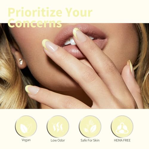 Image of CANNI Pastel Yellow Gel Nail Polish, 1Pcs Light Yellow Gel Polish Color Nail Polish High Gloss Soak Off U V Nail Manicure Salon DIY