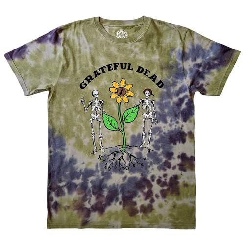 T-shirt Grateful Dead imprimé graphique avec traitement délavé vert unique
