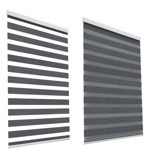 HSYLYM Zebra Roller Blinds 120cm x 150cm, Grey