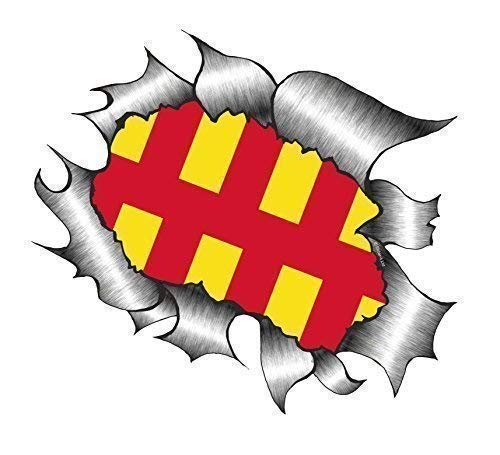 Sticar-it Ltd RIPPED TORN METAL Car Sticker Northumberland County Flag design Vinyl decal (Small 105x130mm approx)