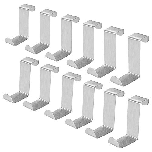 ELECTROPRIME 1X(Pack of 12 Stainless Steel Over Door Hooks Hanger Over Cupboard Hooks Dr O6Z7