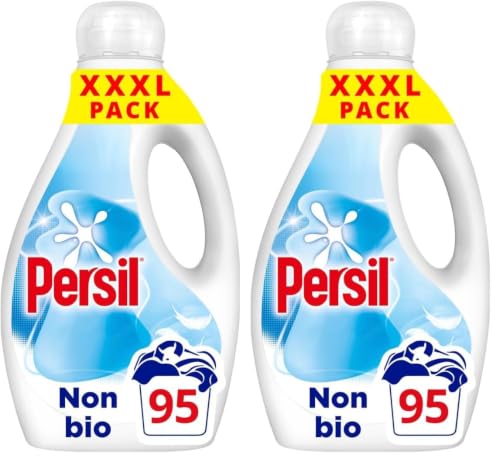 Image of Persil Non Bio Laundry Washing Liquid Detergent outstanding stain removal in quick & cold washes tough on stains, gentle next to sensitive skin 95 washes (2.565 L) (Pack of 2)