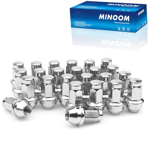 MINOOM 4L3Z-1012-A 14x2 Chrome Factory Style Lug Nuts Compatible with Ford F-150 Conqueror Lincoln Navigator Part No.#7L1Z1012A (Set of 24)
