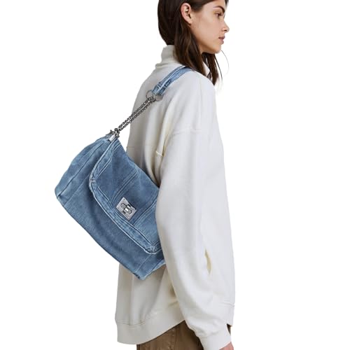 Emprier Denim Shoulder Bags for Women Retro Hobo Purse With Adjustable Chain Fashion Tote Handbags3