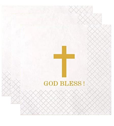 100 Pack of Cross Paper Napkins for Religious Party Baptism Confirmation Christening First Communion Birthday Party
