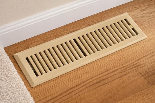 Image of 4 inch x 10 inch Brown Floor Register 2 Way - Stamped Face Steel Vent Cover, HVAC Floor Grille for AC Heat, Fits 4x10 Duct Opening, Heavy Duty Metal Register, 10 Pack
