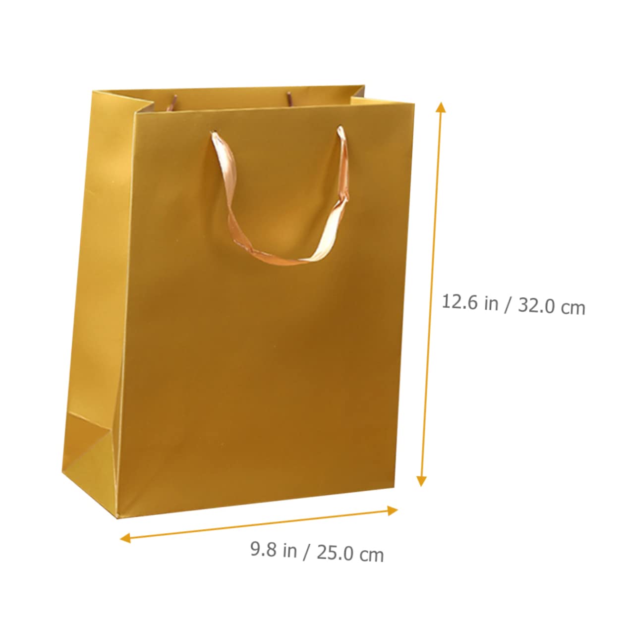 12 Stück Goldene Geschenktüten aus Kraftpapier, Einkaufstüte aus Papier
