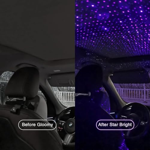 Image of USB Star Projector Night Light, Adjustable Romantic Blue Interior Car Lights, Bending Freely Portable Auto Roof Lights Decoration for Ceiling, Bedroom, Party