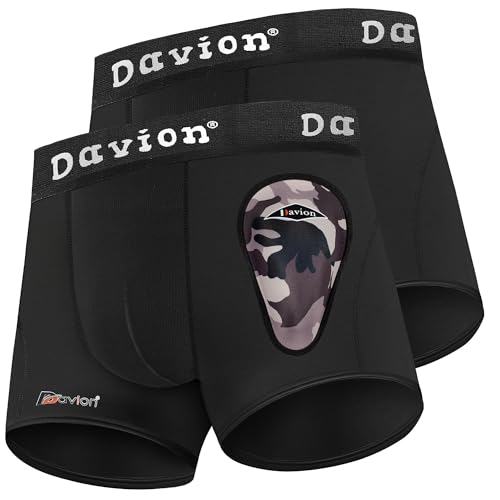 Davion Baseball Cup Youth Boys Underwear with Protective Athletic Cup for Boys Soft Sports Protection for Baseball Football 2-Pack (Black-S)