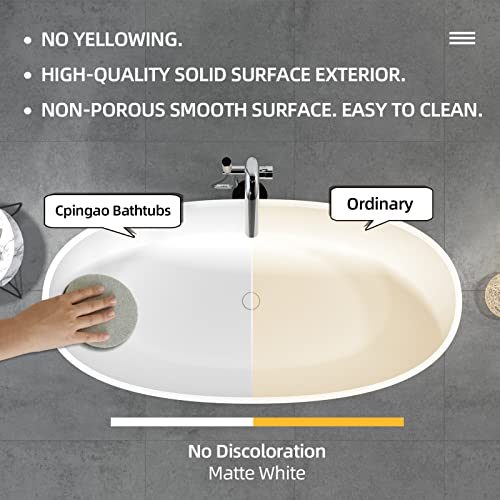 63-Freestanding-Bathtub-Oval-Shaped-Resin-Stone-Freestanding-Tubs-Solid-Surface-Matte-White-Soaking-Tub-with-Overflow-and-Pop-up-Drain 63 Freestanding Bathtub Oval Shaped Resin Stone Freestanding Tubs Solid Surface Matte White Soaking Tub with Overflow and Pop up Drain