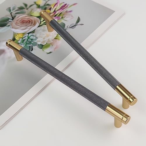 Pexintek 10 Pack Gold Modern Cabinet Handles 192mm Hole Centers Kitchen Bathroom bedrooms Study Furniture Door Vintage Pulls with Screws for Cupboards Drawer Wardrobe Dresser (Golden Grey) - Image 3