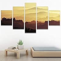 SIGNWIN 5 Panel Canvas Wall Art Orange Sunset for Home Decorations Ready to Hang - 60