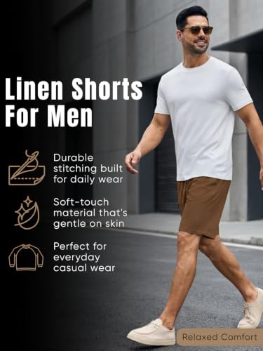 Image of GRECIILOOKS Linen Short For Men| Linen Shorts For Men Stylish |Men's Casual Summer Shorts - Lightweight Drawstring Lounge Short with Pockets, Breathable Relaxed Fit Athletic Sweat Short's