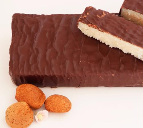 Turrón de Coco con Almendra Bañado con Chocolate Negro - Maestros Turroneros desde 1917- Hecho en Jijona- Dulce Navideño Tradicional- Juan Verdú Sirvent (750-800g)