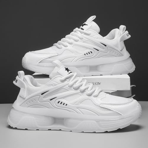 Image of Men's Chunky Sneakers: Mesh Breathable Upper, Air Cushion Sole, Sleek Structural Detailing-Trendy Casual Style for Daily Wear, Street Outfits & Urban Fashion Ensembles