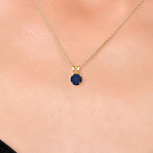 Gem Stone King 14K Yellow Gold Round 5MM Gemstone Birthstone Solitaire Pendant Necklace | Gold Necklace for Women | With 18 Inch 14K Yellow Gold Chain | Fine Jewelry Gifts for Her Mom Women Wife3