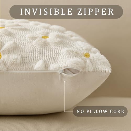 Image of DFXSZ Spring Summer Pillow Covers 12x20 inch Set of 2 White Daisy