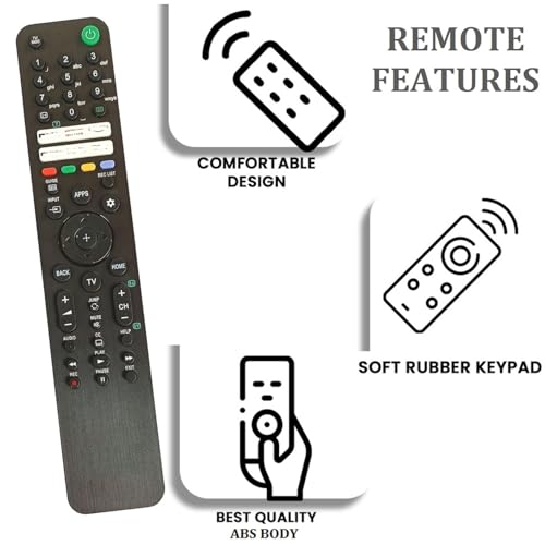 Image of Zieva Compatible With Sony Bravia Smart Tv Remote A-Without Voice -Hot Keys Netfix,Prim Videos, Y0Utube Music, Go0Gle Play, Hotstar And Y0Utube Use For LCD LED OLED QLED UHD 4K ) RM - L1770 ),Black
