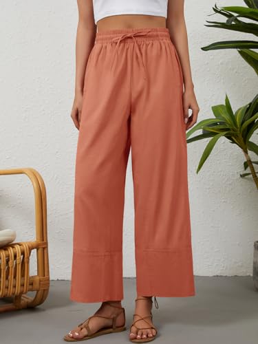 50% Off Womens Cotton Linen Wide Leg Pants with Pockets - Image 3