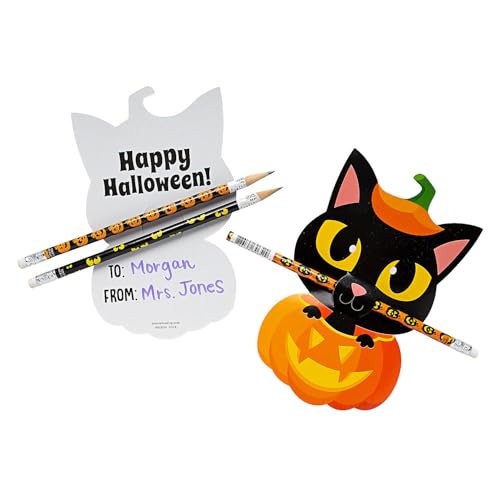 Lápices Halloween Fun Express con tarjeta gato negro miniatura 1