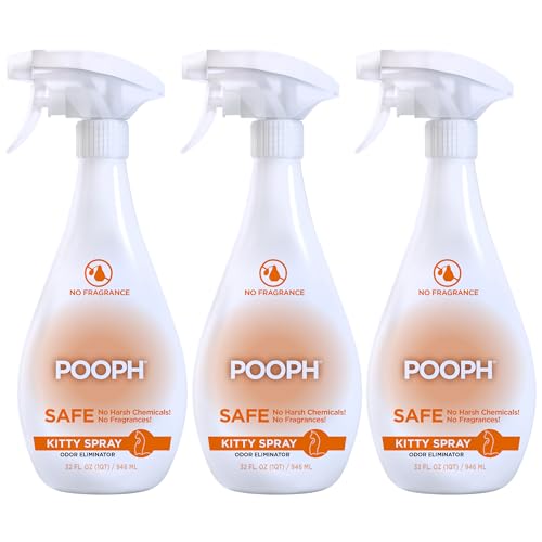POOPH® Kitty Odor Eliminator Spray – 32oz Single & 32oz 2-Pack Bundle – Patented, Fragrance-Free, Non-Toxic, Safe for Cats – Use on Furniture, Litter Areas, Bedding & More