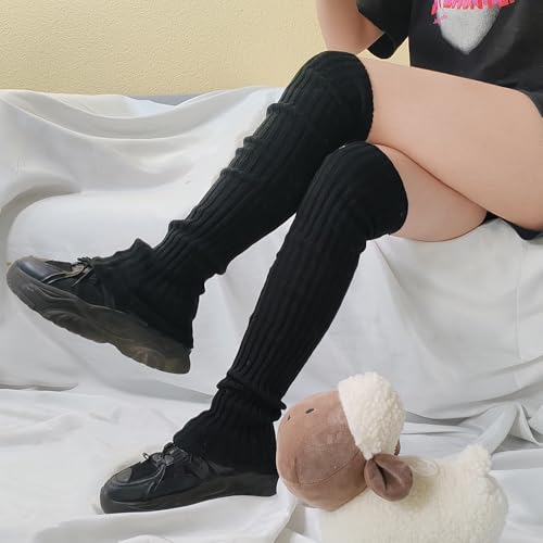 1pair Retro Y2k Pile Socks Women's Spring and Autumn Solid Color Leg Cover Over Knee JK Legs Protector Long Socks3