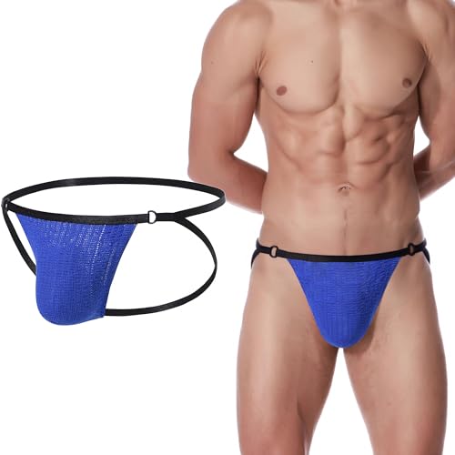 Men's Thongs Sexy G String Bulge Enhancing Pouch Underwear for Male Low Rise Jock Rainbow Stripe