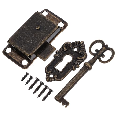 NUOBESTY 1 Ensemble De Serrures Classiques Pour Tiroirs Et Armoires Avec Serrures Intérieures De Porte Avec Serrure En Bronze Antique Vieille Clé Tiroirs Antiques Vintage
