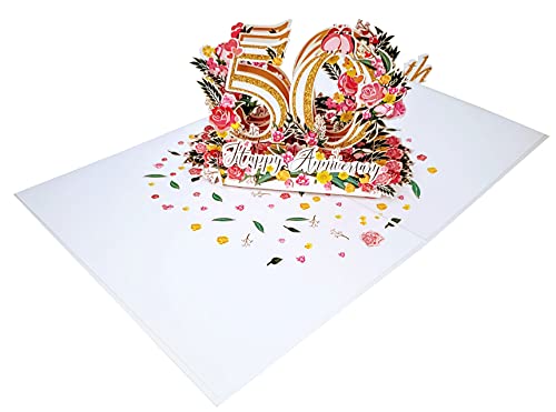 Igifts And Cards Happy 50Th Milestone Anniversary 3D Pop Up Greeting Card - Marriage, Soulmates, Celebration, Being Together, Golden, Congratulations, Romantic, Lovebirds, Love And Happiness #TOP2