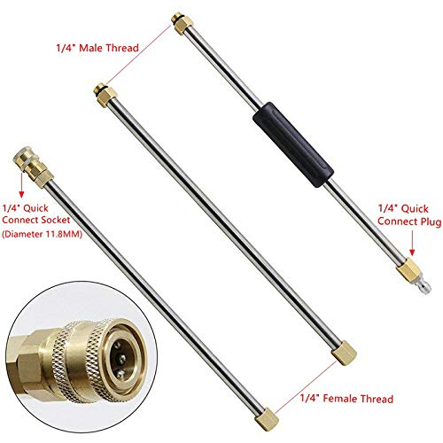 Varita de extensión de lavadora a presión Set 1/4 pulgadas Quick Connect 30 grados barra curvada