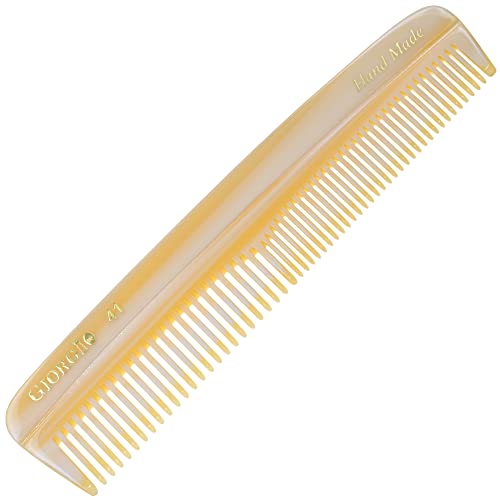 Giorgio G41 Wide Tooth And Fine Tooth Pocket Comb - 5" Hair Styling Comb For Men, Travel Hair Comb For Women, Handmade Beard Comb For Men, Barber Comb, And Mustache Comb For Everyday Grooming And Styling - Saw Cut And Polished Travel Comb #TOP21