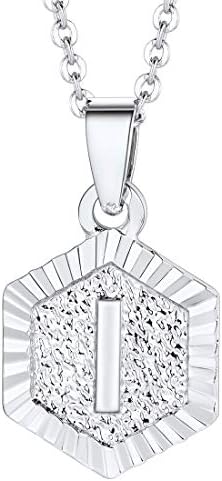U7 A-Z 26 Initial Letters Hexagon/Square Shape Pendant Necklace for Men Women, with Adjustable Chain, Customizable, 18K Gold/Platinum Plated Tones, Send Gift Box