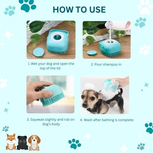 Image of BOFOS Dog Brush, Dog Bath Brush for Grooming & Bathing, Dog Washing Brush for Dogs & Cats |Dog Cat Bath Brush| Massage Brush Soft Silicone Rubber- Any Color - Pack of 1