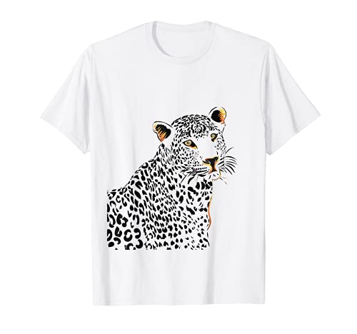 Leopard Print Black & White, Gold Highlights T-Shirt
