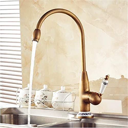 Mitigeur eau froide et chaude en bronze style robinet de cuisine antique pour bassin surélevé