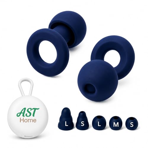 AST Home Tappi Orecchie per Dormire in Silicone e Memory Foam, Morbidi e Riutilizzabili, Comfort Notturno Prolungato, Ideali contro i Rumori Notturni, 5 Misure Incluse