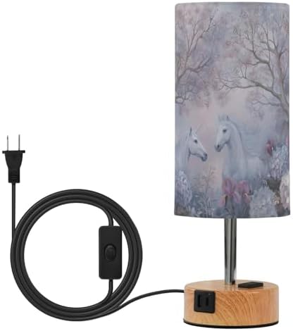 Table Lamp for Bedroom, Unicorn and Hydrangea 3-Way Bedside Dimma...