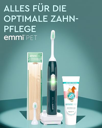 emmi-pet 2.0 Ultraschall-Zahnbürste, Geräuschlose Hundezahnbürste ohne Schrubben mit 96 Mio. Schwingungen - beugt Zahnstein & Entzündungen vor – Inkl. Ultraschall-Aufsätze & Hundezahnpasta – Grün
