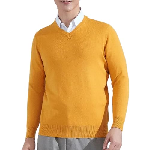 V Neck Solid Color Slim Fit Pullover Sweater Mens Spring Autumn Casual Fashion Elegant Business