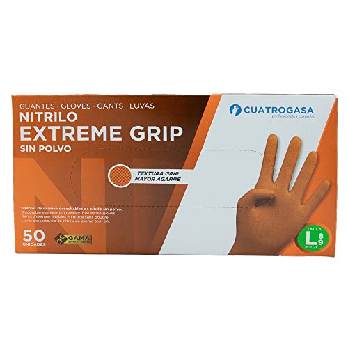 Guantes de Nitrilo Extreme Grip Talla Grande Color Naranja