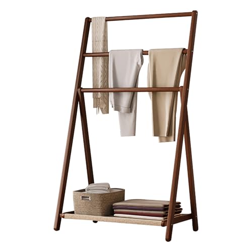 Portant à vêtements en bambou 71cm avec sac en tissu et penderie triangle - 2