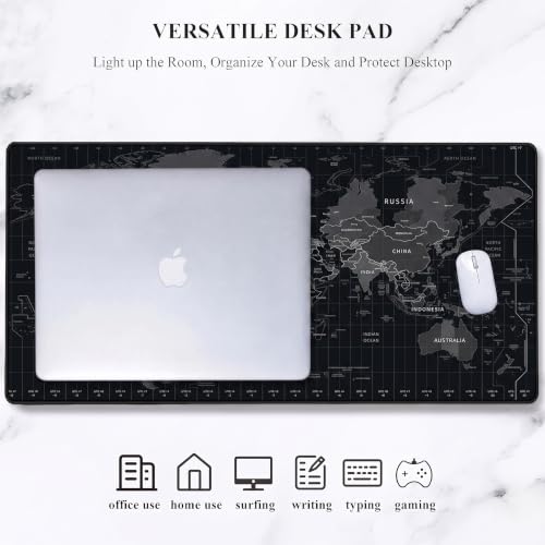 Image of 3-in-1 Computer Accessories Combo | XXL Extended Mouse Pad with Shortcut Keys + Transparent Silicone Keyboard Protector + Keyboard Cleaning Brush | Work from Home Essentials (Midnight Blue)