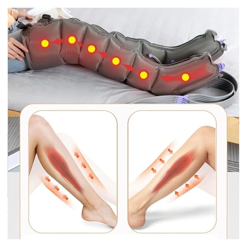 Massageur de jambes à compression d'air gris avec 6 chambres pour pieds et mollets