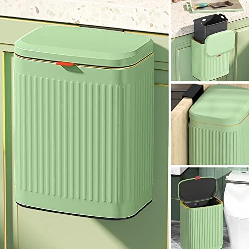 Kitchen Trash Can, 2.1 Gallon Compost Bin with Inner Barrel for Countertop or Under Sink, Stainless Steel Trash Can with Lid, Indoor Compost Bin Kitchen/Bathroom(2.1 Gallon, 8L Vintage Green)