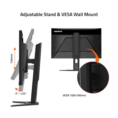 Image of GIGABYTE G24F 2-24 inch 165Hz /180Hz(OC) 1080P Gaming Monitor, 1920 x 1080 SS IPS Display, 1ms (MPRT) Response Time, 95% DCI-P3, 125% sRGB, 1x DisplayPort 1.2 (HDR Ready), 2X HDMI 2.0, 3X USB 3.2
