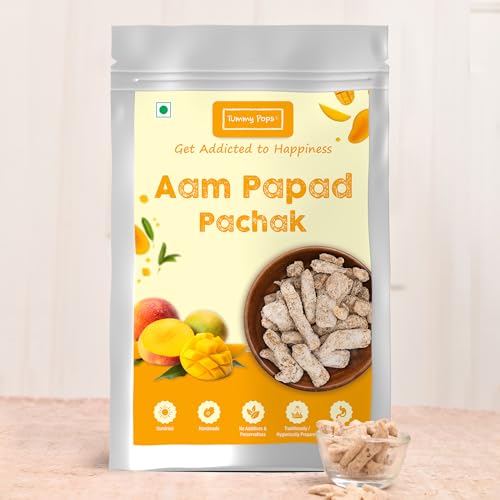 Image of Tummy Pops | Aam Papad Khatta Meetha Pachak - 950gm Pouch | After Meal Digestives Mukhwas Mouth Fresheners, Handmade & Sun-dried Chatpata Aam Papad Mango Slices | Hygienically Prepared & Packed