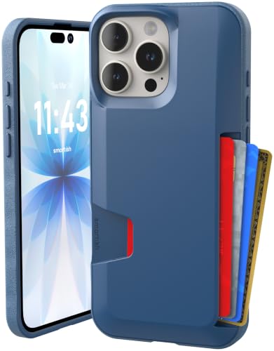 Smartish iPhone 16 Pro Max Wallet Case - Wallet Slayer Vol. 1 [Slim + Protective] Credit Card Holder - Drop Tested Hidden Credit Card Slot Cover for Apple iPhone 16 Pro Max - Blues on The Green