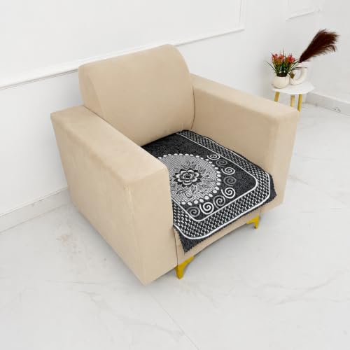 Image of Homerz Premium Chenille Fabric Sofa Cover | Soft, Durable & Dustproof | Decorative Couch Cover (Solitaire Grey, 1 Seater, Only Seat Cover)